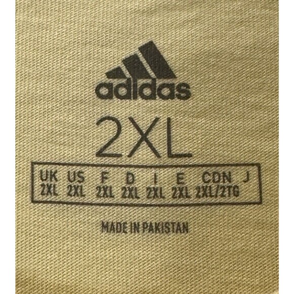 Adidas T-Shirt Men's 2XL Yellow Black All-Over Print Crew Short Sleeve Pullover - Picture 2 of 10